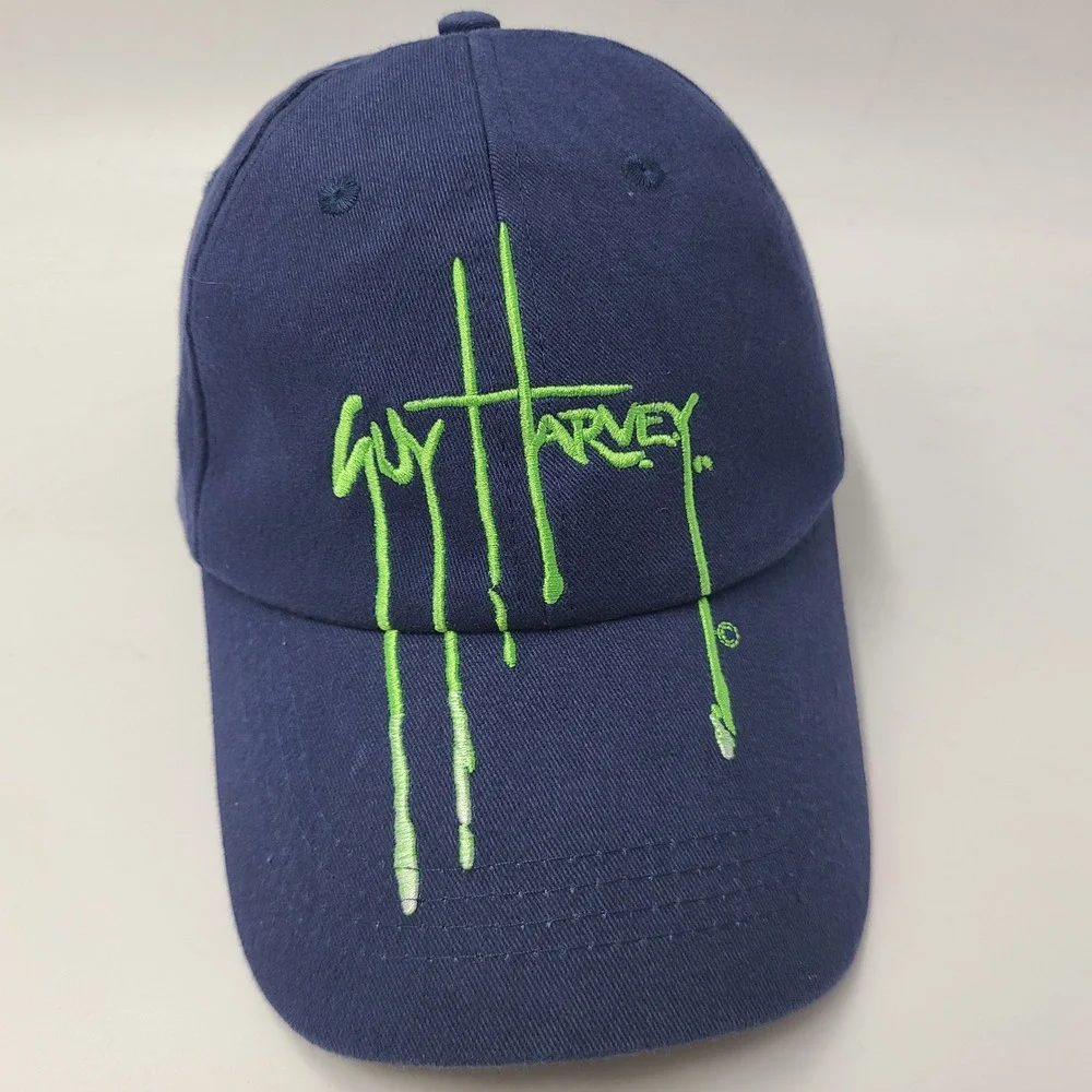 Guy Harvey Hat Adjustable Blue Green Fishing Drip‎ Ooze Logo Casual Outdoors Men